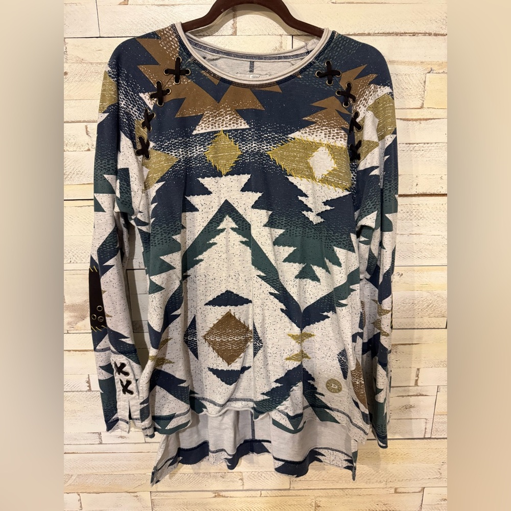 Aztec Print Long Sleeve Top